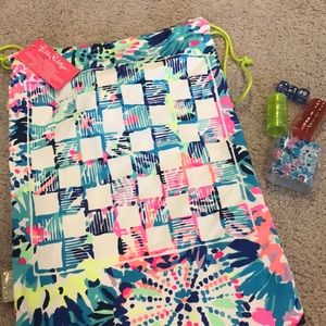 Lilly Pulitzer drawstring bag with fun game